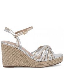 Sandały na koturnie DeeZee srebrne 