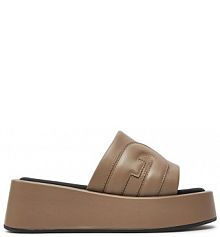 Klapki na koturnie Furla brązowe 