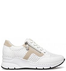 Półbuty sznurowane Rieker białe damskie 