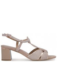 Sandały na słupku Lasocki beżowe 