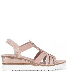 Sandały na koturnie Rieker różowe 