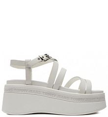 Sandały na koturnie Tommy Jeans écru 