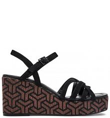 Sandały na koturnie Tamaris czarne 