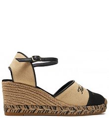 Sandały na koturnie KARL LAGERFELD beżowe 