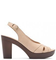 Sandały na słupku Lasocki beżowe 