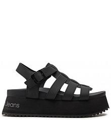 Sandały na koturnie Calvin Klein Jeans czarne 