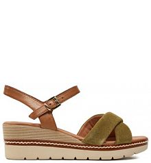 Sandały na koturnie Marco Tozzi zielone 