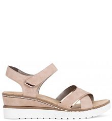 Sandały na koturnie Rieker różowe 