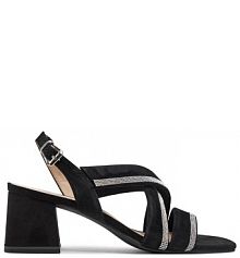 Sandały na słupku Caprice czarne 