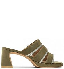 Klapki na słupku Caprice khaki 