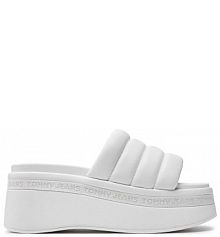 Klapki na koturnie Tommy Jeans écru 