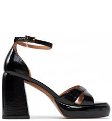 Sandały na słupku R.Polański czarne 