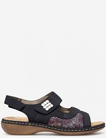 Sandały na obcasie Rieker niebieskie 65989-14