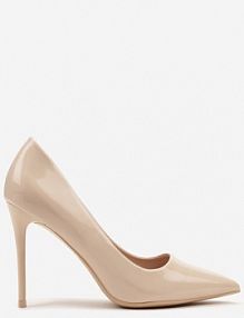 Beżowe Szpilki z Lakierowanej Imitacji Skóry na Szpilce Pranesta Renee