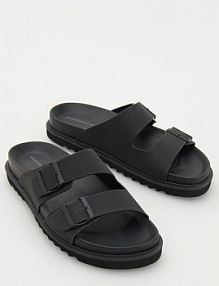 Klapki z paskami Reserved czarne męskie 4125Y-99X