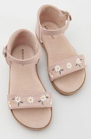 Sandały z kwiatowym haftem Reserved brudny/róż dziecięce 580AH-39X