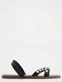 Skórzane sandały z ćwiekami Reserved czarne damskie 5952Y-99X