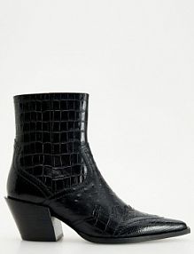 Kowbojki z tłoczonej skóry Reserved czarne damskie 936AH-99X