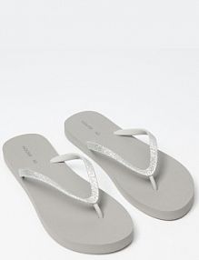 Szare japonki z brokatowymi paseczkami House srebrne damskie 651AI-SLV