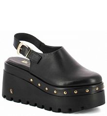 Sandały na koturnie Carinii czarne beżowe