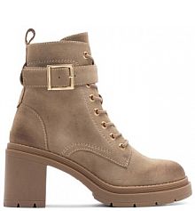 Botki na słupku Jenny Fairy beżowe 