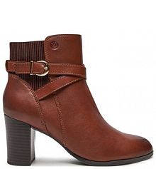 Botki na słupku Caprice brązowe 