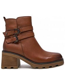 Botki na słupku Caprice brązowe 