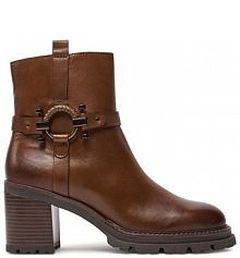 Botki na słupku Marco Tozzi brązowe 