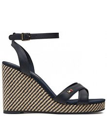 Sandały na koturnie Tommy Hilfiger granatowe 