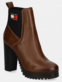 Botki na słupku Tommy Jeans  brązowe EN0EN02439