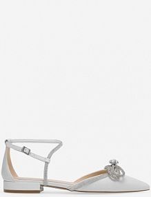 Baleriny EVA MINGE białe damskie COMO-V1381-813-1