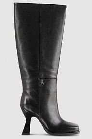 Skórzane kozaki chunky na obcasie Astral czarne PATRIZIA PEPE