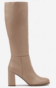 Ciemnobeżowe Casualowe Kozaki na Słupku Zindelina vices