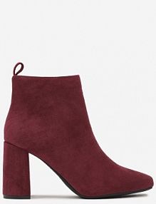 Bordowe Casualowe Botki na Słupku z Ociepleniem Ittarelle vices