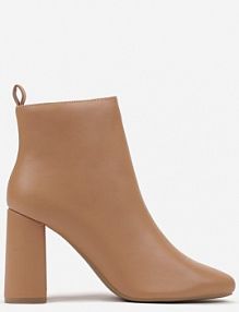 Ciemnobeżowe Klasyczne Botki na Słupkowym Obcasie ze Szpiczastym Noskiem Norema vices