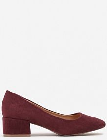 Bordowe Czółenka na Słupku ze Skórzaną Wkładką Savirae vices