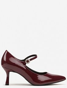 Bordowe Czółenka na Obcasie Kaczuszka ze Szpiczastym Noskiem i Ozdobnym Paseczkiem Dailithe Renee