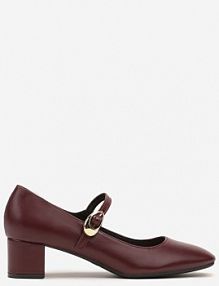 Bordowe Czółenka w Stylu Mary Jane na Słupku Daithara Renee