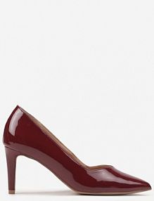Bordowe Eleganckie Czółenka na Szpilce z Wkładką ze Skóry Naturalnej Lerianna Renee