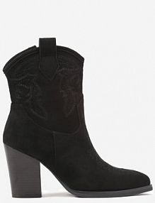 Czarne Brokatowe Botki Kowbojki na Słupku Remirra ballada damskie