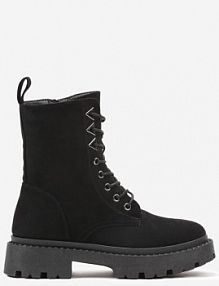 Czarne Sznurowane Botki na Platformie w Stylu Workerów Erisandre vices damskie