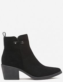 Czarne Botki Kowbojki na Słupku Ozdobione Nitami Ferisa Renee damskie