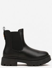 Czarne Botki na Platformie w Stylu Sztybletów z Gumką i Metalicznym Wykończeniem Lerives vices damskie