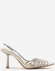 Złote Szpilki z Transparentnym Noskiem z Cyrkoniami Arrsela Renee