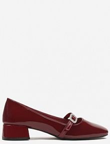 Bordowe Lakierowane Czółenka z Paseczkiem i Klamerką z Cyrkoniami Ettavella Renee
