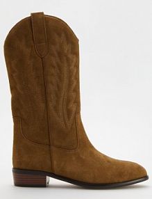 Zamszowe kowbojki Reserved brązowe damskie 876BD-88X