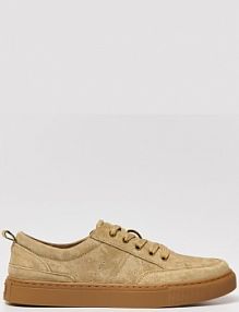 Skórzane sneakersy na płaskiej podeszwie House kremowe męskie 031BO-12X