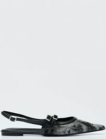 Czarno-szare baleriny ze spiczastym noskiem House wielobarwny damskie 487BV-MLC