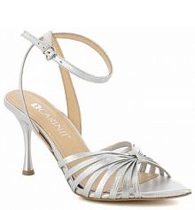 Sandały na szpilce Carinii srebrne beżowe