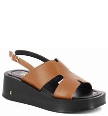 Sandały na koturnie Carinii brązowe beżowe